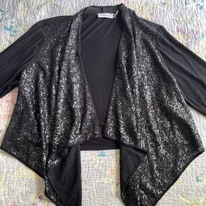 NWOT Black Sequined Calvin Klein Drape Front Blazer / Shrug